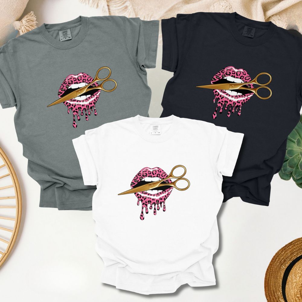 Scissors and Lips graphic tee design