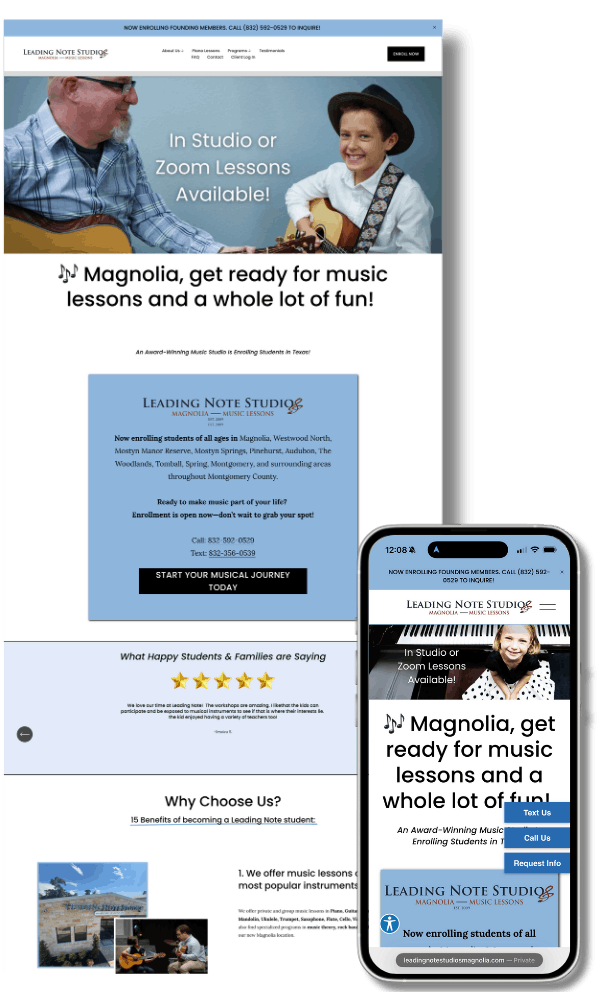 Leading Note Studios Magnolia website